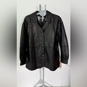 Levi's Women's Vintage Look Faux Leather Blazer/Jacket Black Size XL